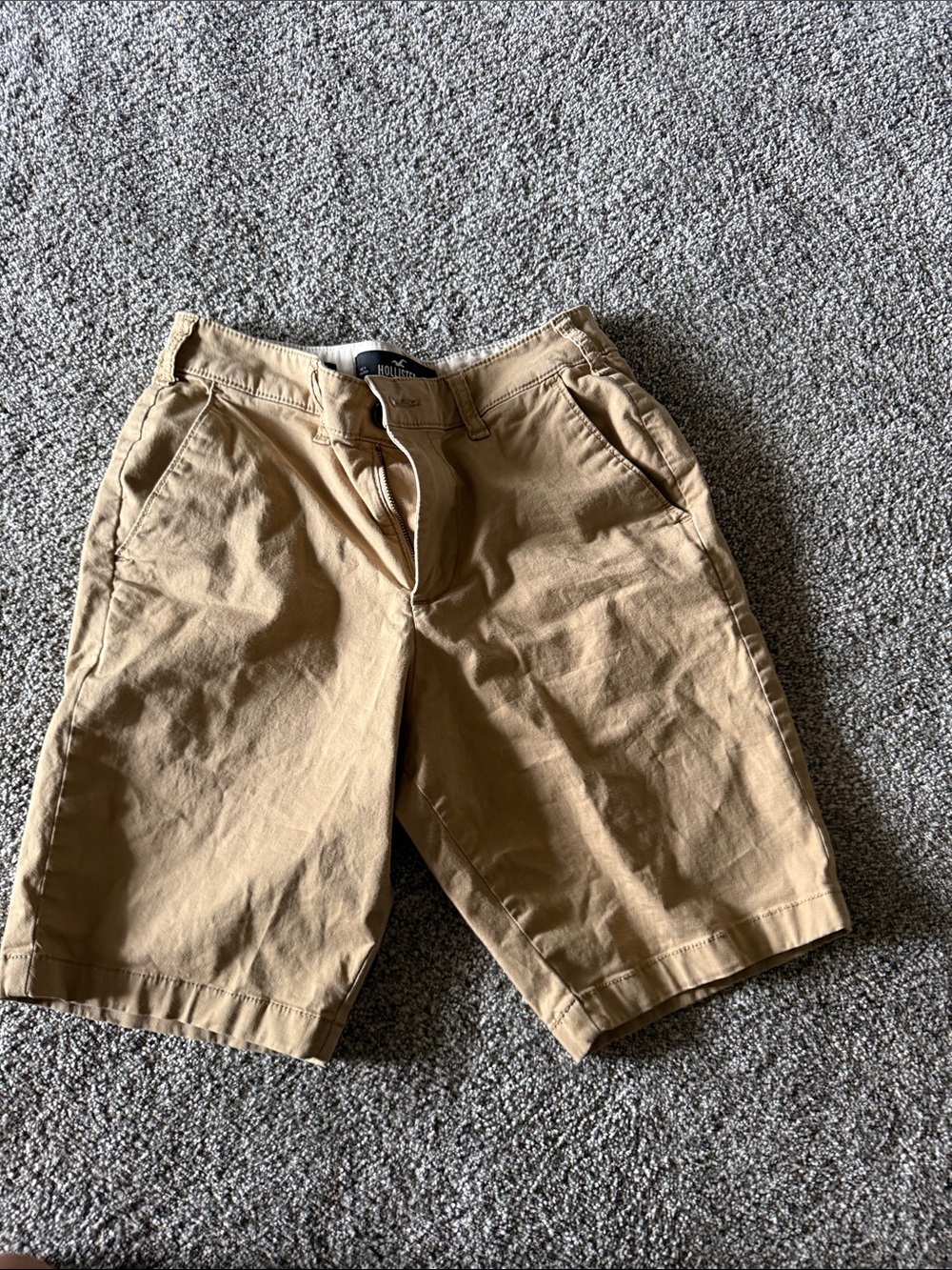Hollister Tan Flat Front Cotton Shorts